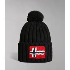Image of ❄️ Mens Napapijri Black Semiury Cuffed Bobble Beanie 100% Genuine BNWT Sealed❄️