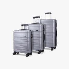 Image of ROCK Lisbon Hard Shell Suitcase with 8 wheels TR-0259-GRY set of 3 pcs