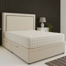 Image of Savoy Plush Velvet Upholstered Lift Up Ottoman Divan Storage Bed with Headboard