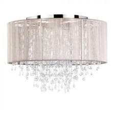 Image of Litecraft Ceiling Light Semi Flush With Viola Champagne Shade - Chrome Clearance