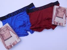Image of CALVIN KLEIN 2 PACK COTTON BLEND TRUNKS MEDIUM RRP £55  1 RED 1 BLUE