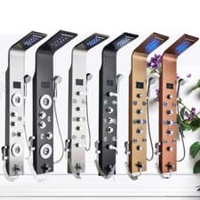 Image of Shower Panel Column Tower LED Massage w/ Body Jets Waterfall Bathroom Mixer tap