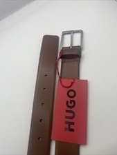 Image of Boss Mens Brown Leather Belt Size 95-36 ( Fits 34”) New RRP £59 Italian
