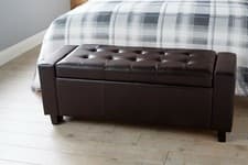 Image of Brown Ottoman Seat Bench Luxurious soft Faux Leather storage Bedding Box Verona