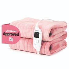 Image of Electric Heated Blanket Warm Over Throw Fleece Digital Control Timer Faux Fur UK