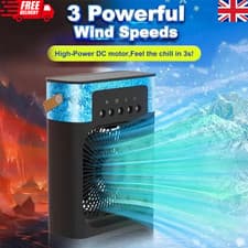 Image of Portable Mini Air Cooler Fan USB 3 Speed Spray Mist 7 Color Light
