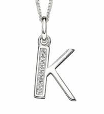 Image of Initial K Necklace Sterling Silver With Chain Alphabet Letter