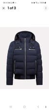 Image of Moose Knuckles Cloud Bomber Shearling Blue/Black XXL Jacket Brand New with Tags