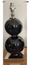 Image of INDIA JANE Large Stacked Two Ball Black Silver Chrome Table Lamp Light Lighting