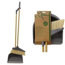 Image of Bamboo Dustpan & Brush Set – Tall, Eco-Friendly, Durable, Anti-Bacterial