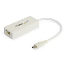Image of StarTech USB C to Gigabit Ethernet Adapter w/USB A Port - White 1Gbps NIC USB...