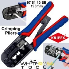 Image of Knipex Crimping Pliers for Western Plugs 190mm RJ10 RJ45 Cable Cut 97 51 10 SB