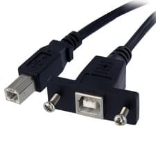 Image of StarTech.com USBPNLBFBM3 3 ft Panel Mount USB Cable B to B, F/M, Panel Mount USB