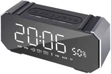 Image of Silver Alarm Clock Radio FM Bluetooth USB Speaker LED Display Snooze Timer