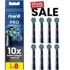 Image of New Black Oral B Pro Cross Action Toothbrush Heads X-Shape Bristles Pack of 8