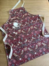 Image of William Morris Red Strawberry Thief PVC Floral Apron, UK Printed & Made