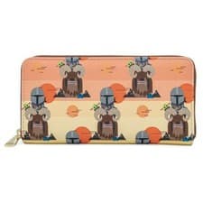 Image of Loungefly Star Wars Mandalorian AOP Faux Leather Zip Around Wallet - STWA0154
