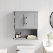Image of Modern Bathroom Wall Mount Medicine Cabinet with Magnetic Close Doors in Gray