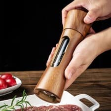 Image of Solid Wood Spice Salt and Pepper Mill with Strong Adjustable Ceramic Grinder