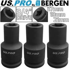 Image of US PRO 17mm 19mm 21mm 3/4" Dr DEEP IMPACT SOCKET 6 Point HEX Long Reach HD