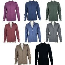 Image of Womens Wool & Cashmere Full Zip Up With Pockets Knitted Jumper Cardigan Sweater