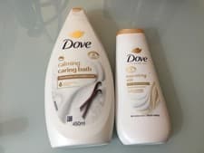 Image of Dove Duo Calming Caring Bath Moisturising Cream 450ml +Nourishing silk body wash