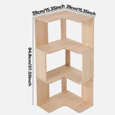 Image of 3/4/5 Tier Standing Book Shelves Corner Shelf Storage Wood Display Bookcase Unit