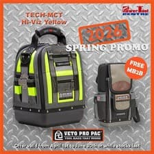 Image of Veto Pro Pac Tech MCT Hi-Viz Yellow Compact Tool Bag Backpack With Free MB2B Bag