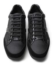 Image of HUGO BOSS SATURN MIXED MEDIA LOW TOP TRAINERS BLACK UK 9 RRP £189 BNIB