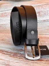 Image of HUGO BOSS Black Leather Men Jeans Belt
