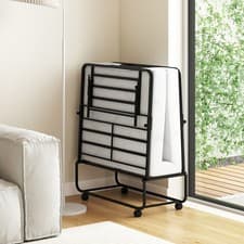 Image of Portable Foldable Guest Bed with Heavy-duty Metal Frame and Mattress Black