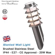 Image of Slanted Wall Light Lamp Brushed Stainless Steel IP44 Angled Wall Light CE E27 UK