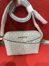 Image of Michael kors Dome Shaped Crossbody Bag In MK Vanilla logo New + gift bag❤️💕