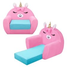 Image of alldomess Kids Sofa Bed,Unicorn Toddler Chair 2-in-1,Foldable Unicorn