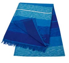 Image of Moroccan Blue Throw Bedspread Sofa Cover Cotton Wool Sabra Silk 270x170cm