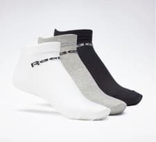 Image of Reebok Mens Low-cut Socks Black/Grey/White Logo 3 Pack Cotton Rich Size 7-11