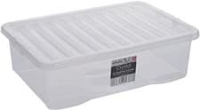 Image of Set of 2 Wham 32 Litres Large Storage Box With Lids Home Underbed Clear Plastic
