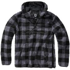 Image of Brandit Teddyfleece Pullover Fashionable Mens Winter Streetwear Black/Grey