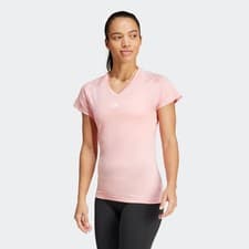 Image of Adidas Aeroready Train Essentials Minimal Branding T-shirt ix1002 Pink size UK M