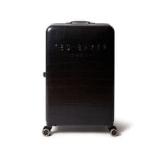 Image of Ted Baker Icon Case Large Suitcase 79cm Black Croc 4 Wheel Luggage Travel 122L