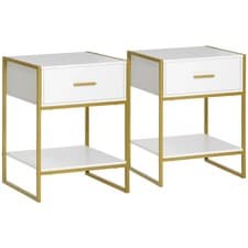 Image of HOMCOM Bedside Tables Set of 2 Nightstand Gold Modern UK