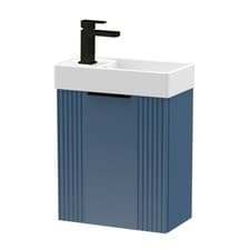 Image of Retro Wall Hung 1 Door Cloakroom Vanity Basin Unit - 400mm - Choice of Colour