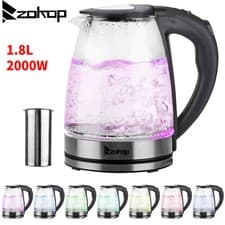 Image of 2000W Rainbow 7 Colours LED Illuminated Electric Glass Kettle 1.8L Cordless