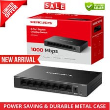 Image of 8 Port Gigabit Fast Ethernet Switch LAN Network Splitter Hub Wired METAL Case