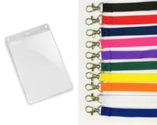 Image of Plain Lanyard metal Neck Strap 15mm Lanyard With A6 Flexible Badge Holder Wallet