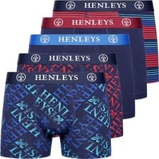 Image of Mens 5 Pack Shorts Designer HENLEYS Boxers Underwear Boxer Trunks RUTLING