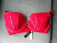 Image of Ann Summers Red Lace Undeniable Padded Plunge Bra 34DD New With Tags