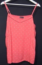 Image of M&S: SIZE 18 CORAL MIX POLKA DOT COTTON SPAGHETTI STRAP CAMISOLE TOP