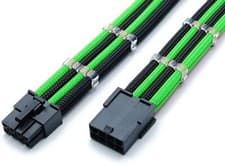 Image of 8 Pin PCIE GPU 30cm Extension Cable Black Green Sleeved Shakmods + 2 Cable Combs
