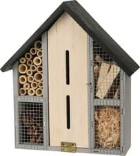Image of Insect Hotel Bee Bug House 30cm Hotel Wood Black Roof Insect House